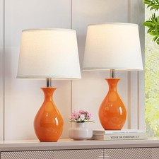 Table Lamp Set of 2, Modern Ceramic Bedside Lamps for Night Stands, Classic Sma