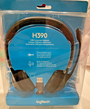 Logitech H390 USB Computer Headset Black Over The Ear Headphones Brand New 