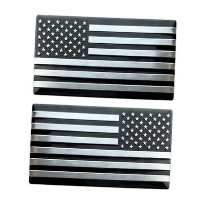 3D USA Flag Car Sticker - Durable Aluminum Alloy Patriotic Decal for 2pcs-black