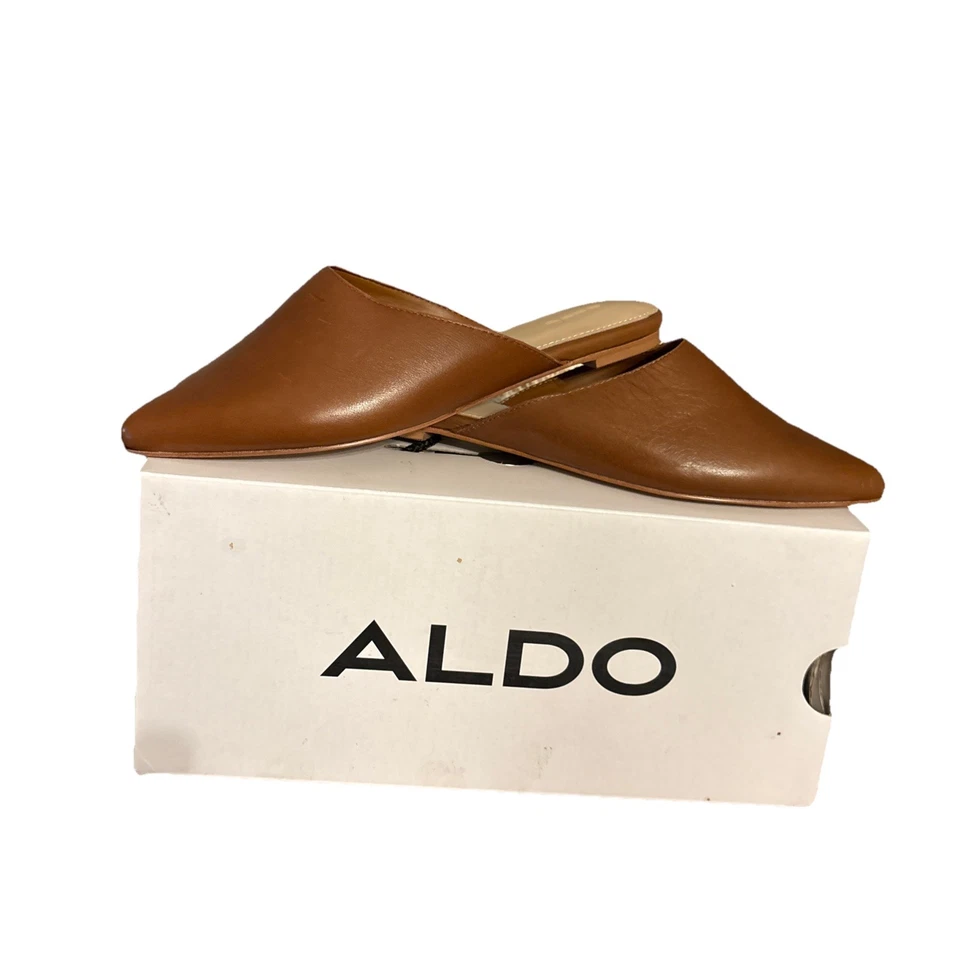 Nuevo con caja Zapatos planos Aldo para mujer de cuero marrón Afiliclya talla 8 Foto 2 de 4
