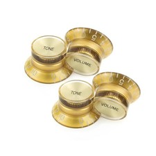 4 Top Hat Volume/Tone Knobs Gold/Gold for Gibson/Epiphone