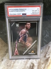 Giannis Antetokounmpo Signed Rookie Card 2013-14 Panini Pinnacle PSA 6 Auto 10. rookie card picture