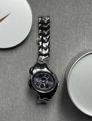 Nike Triax Chronograph Watch Silver with Midnight Dark Blue Dial