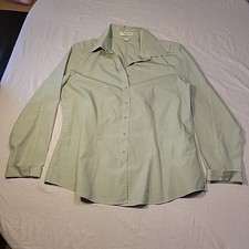 Coldwater Creek No Iron Blouse Womens Med 10-12 Classic Long Sleeve Light Green