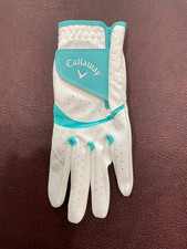 Callaway Junior Small Left Hand Golf Glove, New Perfect Cond. White Leather/Aqua