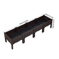 Image of Rattan Effect Garden Raised Vegetable Planter Flower Trough Herb Grow Bed Box
