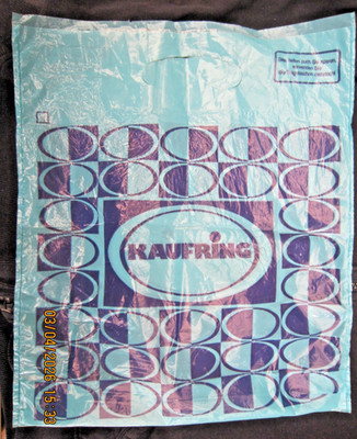 alte Plastik-Einkaufs-Tüte, Tragetasche ''KAUFRING'' - 36cm x 30cm - Sammler
