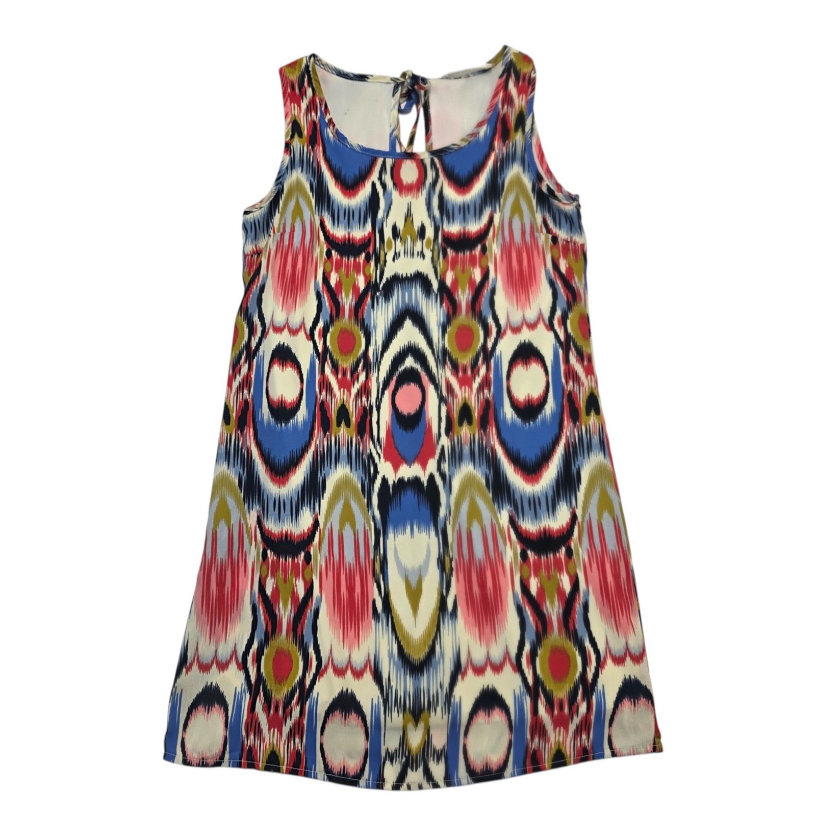 Peach Love Cream Womens Small Sleeveless Shift Dress Ikat Pattern USA Made