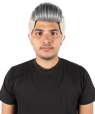 Adult Men's Pompadour-Style Dark Grey Wig, Classic Retro Short Hair for Roleplay