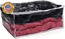 Blanket Storage Bags - 90 L - Zippered Large Clear Plastic Storage Bag, Shield Y