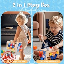REXBETI Kids Wooden Tool Set Electric Drill 43 Pcs
