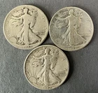 Walking Liberty Half Dollar Lot of  3- Mixed Dates- 90% -