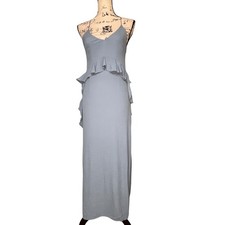 ELLIATT Maxi Dress Blue Spaghetti Strap Ruffle Tiered Formal Evening XS