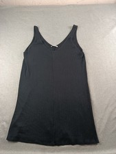 Reformation Karli Ribbed Knit V-Neck Mini Dress Womens XL Black Sleeveless 