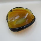 Vintage Blenko Glass 5733 Tangerine Orange Freeform Thick Ashtray Bowl GLOWS