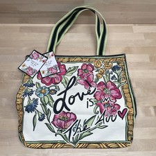 NWT Brighton D30258 Love Is In The Air Floral Canvas Tote Bag 14.5 x15 x7.875