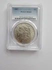 MS64 1887 MORGAN SILVER DOLLAR  GRADED PCGS 1$ 90% AG P MINT COIN
