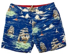 Polo Ralph Lauren Swim Trunks Men  s 38 Blue Sailboat Nautical Print Board Shorts