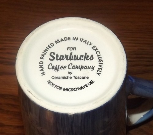 Taza azul Starbucks copos de nieve pintada a mano hecha en Italia artículo de coleccionista - Imagen 6 de 6