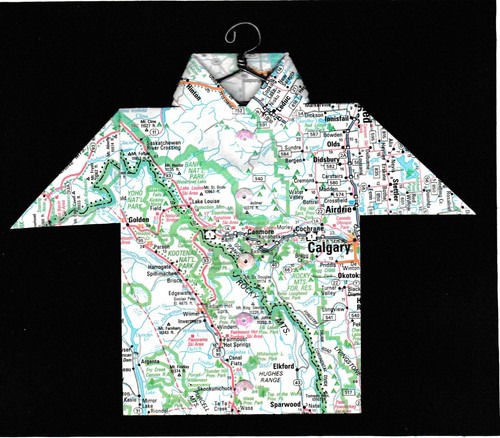 Origami Map Shirt Canada, Alberta, Calgary, Airdrie, Banff, Golden, Elkford - Bild 1 von 2