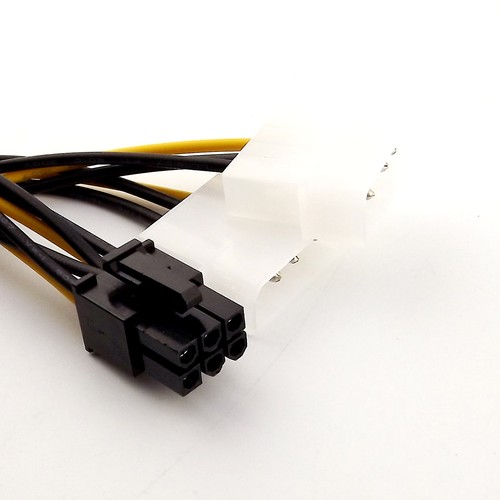 1x Dual 4 Pin Molex to 6Pin PCI-E Power Supply Converter Adapter Connector Cable - Picture 3 of 6