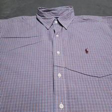 Ralph Lauren Men's Check Long Sleeve Lg Polo Dress Buisness Shirt Pocket Button