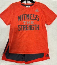 Adidas  Boys 2PC WITNESS THE STRENGTH T-Shirt & Short Set(GRAY/ORANGE 4T)NWT