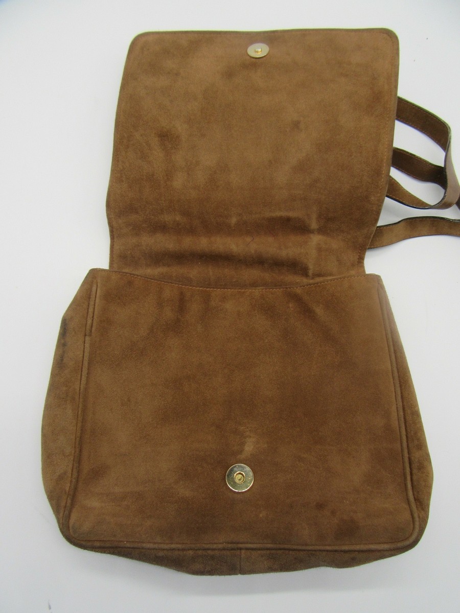 SALVATORE FERRAGAMO brown suede shoulder bag | eBay