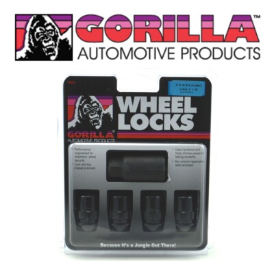 Gorilla Wheel Locks Black 12mm x 1.50 Thread Bulge Acorn 12x1.5 Lug Nut 71431NBC