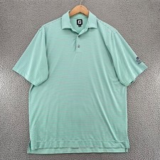 FootJoy Shirt Mens Large Green Stripe Polo Short Sleeve Golf Performance Stretch