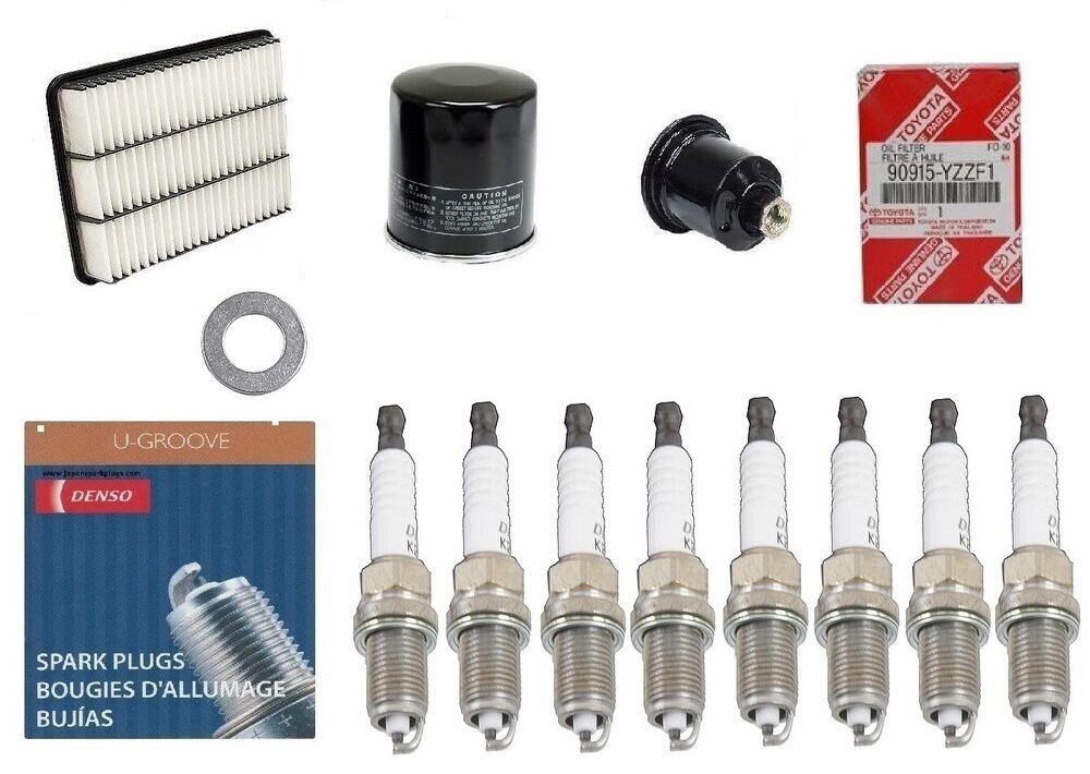 For Toyota Tundra 2UZFE V8 Tune Up Kit Air Oil Gas Filters Denso Spark Plugs Set