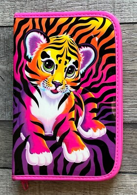 #ad Lisa Frank Stationary Zipper Binder Tiger Mini 5x8” Vtg 1990s $82.49