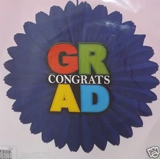 Graduation Fan Decor, 14" Honeycomb "Congrats Grad" Hanging Party Decoration
