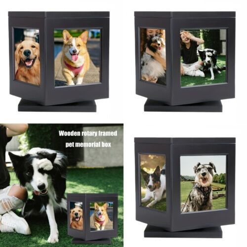 Rotating Dog Funeral Casket Urns Box Cats Memorial Box for Pet Loss Home Decors - Picture 3 of 8