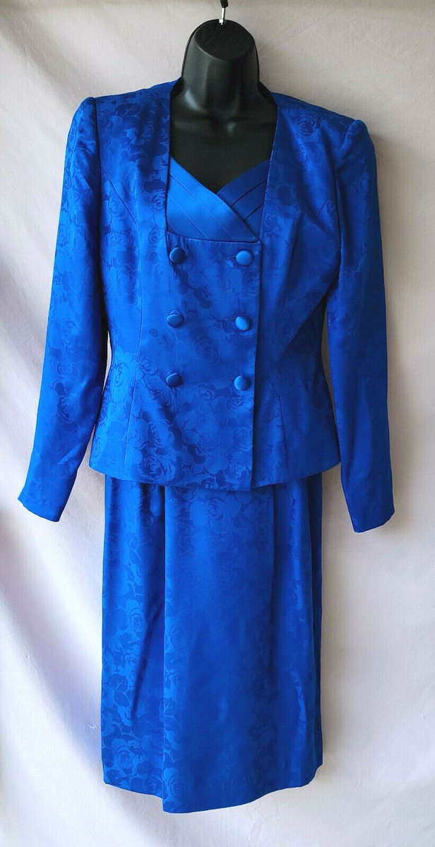 Vintage Royal Blue Silk Jacket Dress sz 6