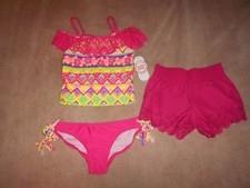 NEW, GIRLS WONDER NATION 3 PIECE SWIMSUIT SET, SIZE XS 4/5