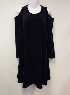 The Vanity Room Cold Shoulder Dress L Velvet Black Soft Whimsy Goth Witch Fairy
