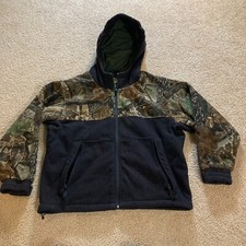 Cabela's Youth L Large Camouflage Coat Jacket Black Polyester Fleece