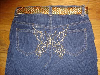 NWT 2B Real BUTTERFLY EMBROIDERED Denim Jean Bermuda Shorts Girls 10 12 10/12