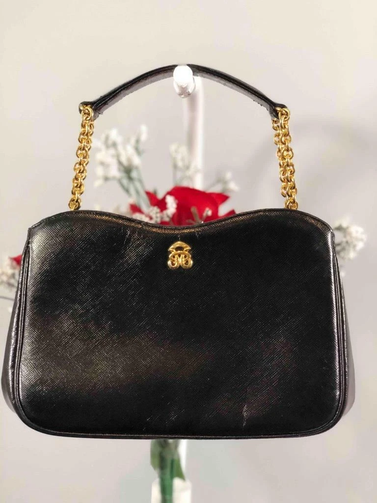 Vintage BIENEN DAVIS Genuine Black Leather Small HandCarry Purse