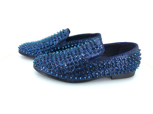 Jump New York J75 Blue Rhinestone Embellished Sparkle Smoking Slipper Loafer J75 spike jump - Gem main image 4