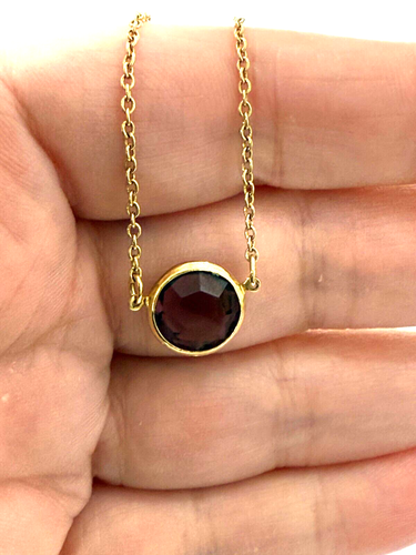 Vintage Avon Necklace with Amethyst Type Crystal Gold Tone - Picture 6 of 7