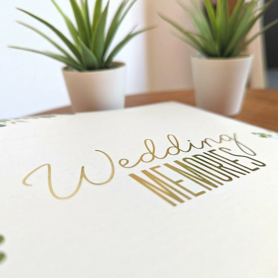 Wedding Photo Album Eucalyptus Gold And Green Design Elegant 200 Photos 6"x4" - Image 2 of 4