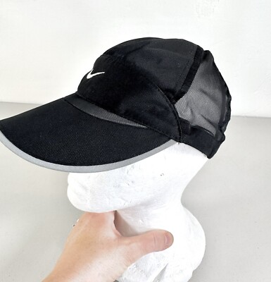 Nike Dri-Fit 7 Panel Tailwind Hat Swoosh Just Do It RARE Black