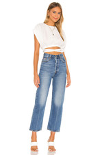 Levis Premium Women Denim Jean 32 Ribcage Straight Ankle Blue High Rise Wide New