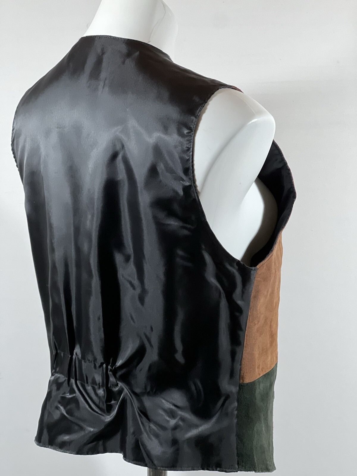 Suede Vest Womens Medium Patchwork Button Front W… - image 21