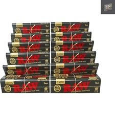 Classic Black King Size Slim Natural Unrefined Ultra Thin  Rolling Paper 12Pack