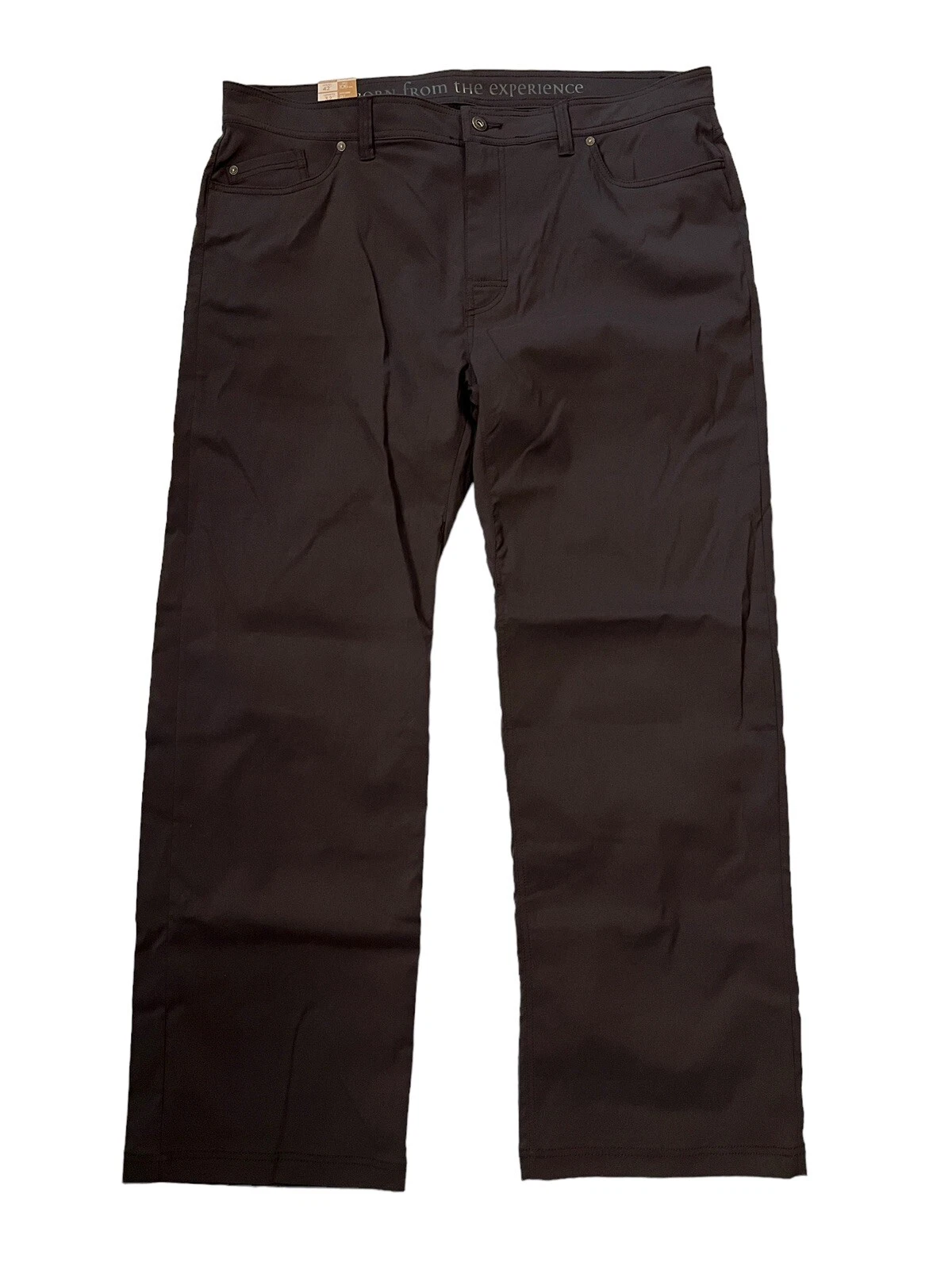 PRANA Mens Pants BRION Charcoal Gray Slim Fit Water Repellant UPF Sz 42 X 32 NWT