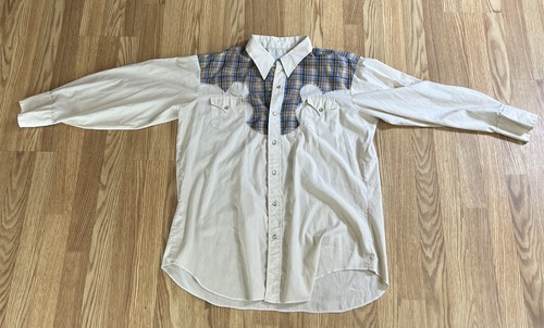 VTG 70'S H BAR C CALIFORNIA RANCHWEAR WESTERN SHIRT LONG TAIL S/M PLAID