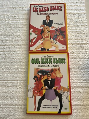 2 DVDs: Our Man Flint + In Like Flint starring James Coburn Nm Or Better Discs